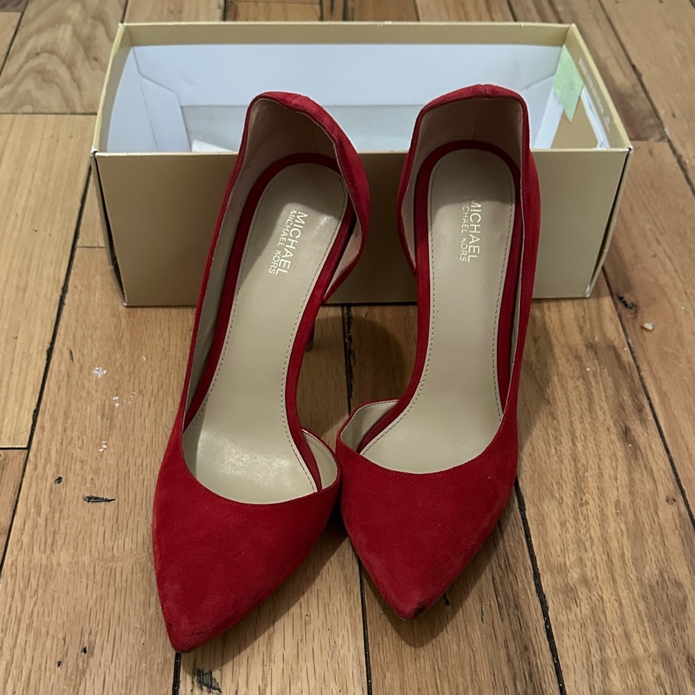 Michael Kors Red Suede Heels- Brand new condition!
